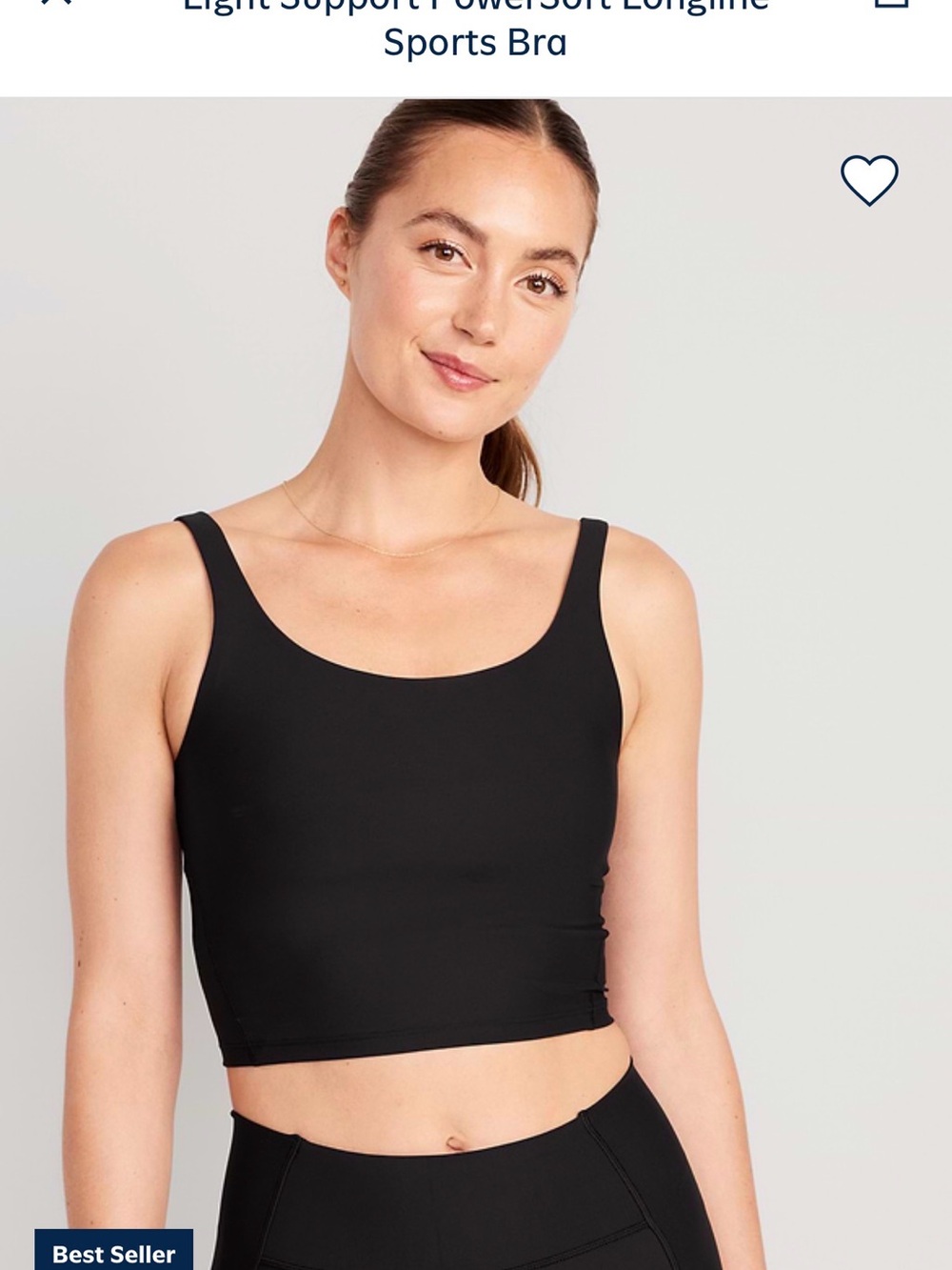 Old Navy Black Tank Sports Bra with Wide Straps